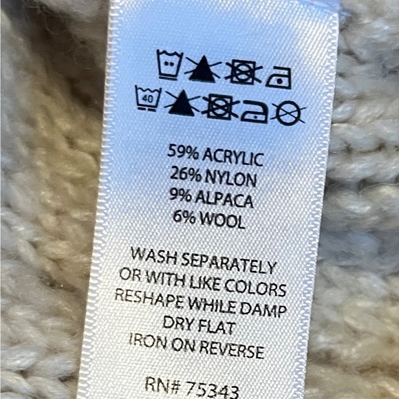 Silverflint wool mock neck cropped body pom pom knit sweater - Size Medium - Picture 5 of 5